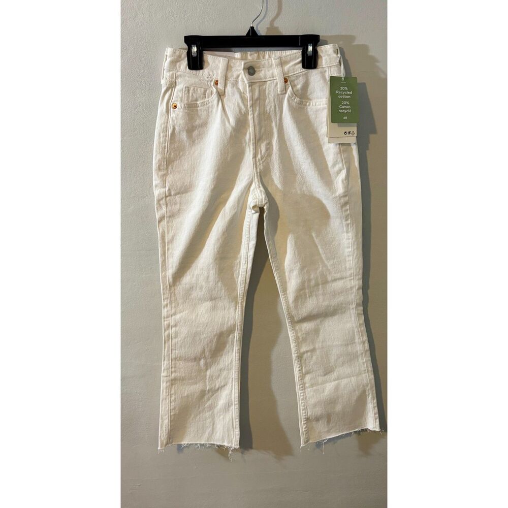 H&M High‑Waist Cropped Flare Jeans White US 2 / EUR 34 NWT